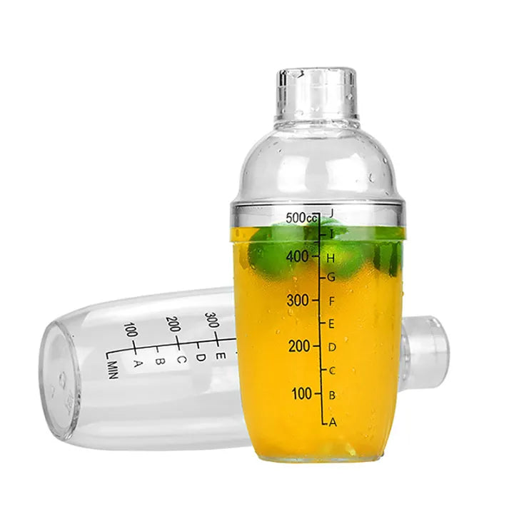 3 In 1 Beverage Shaker Mixer Bottle, Transparent Cocktail Shaker with measuring scale, Multifunctional beverage shaker