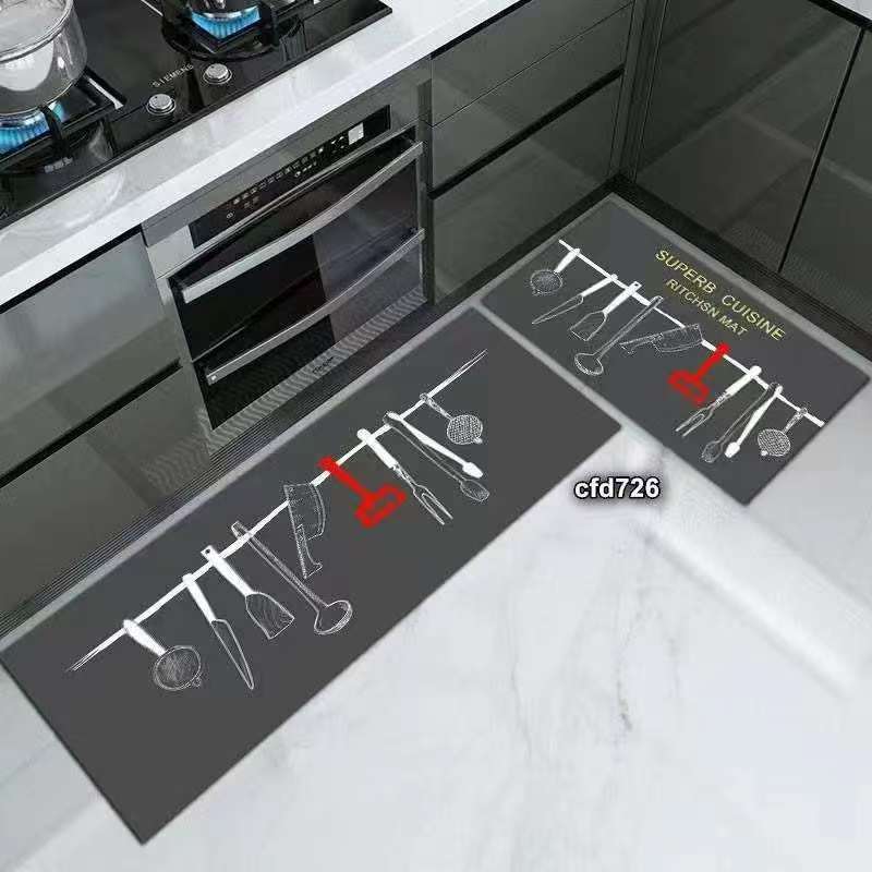 Set Of 2 Kitchen Floor Mat, Non-slip Kitchen Carpet, Kitchen Mat Bedroom Long Rug, Anti Slip Floor Mat, Modern Kitchen Mate