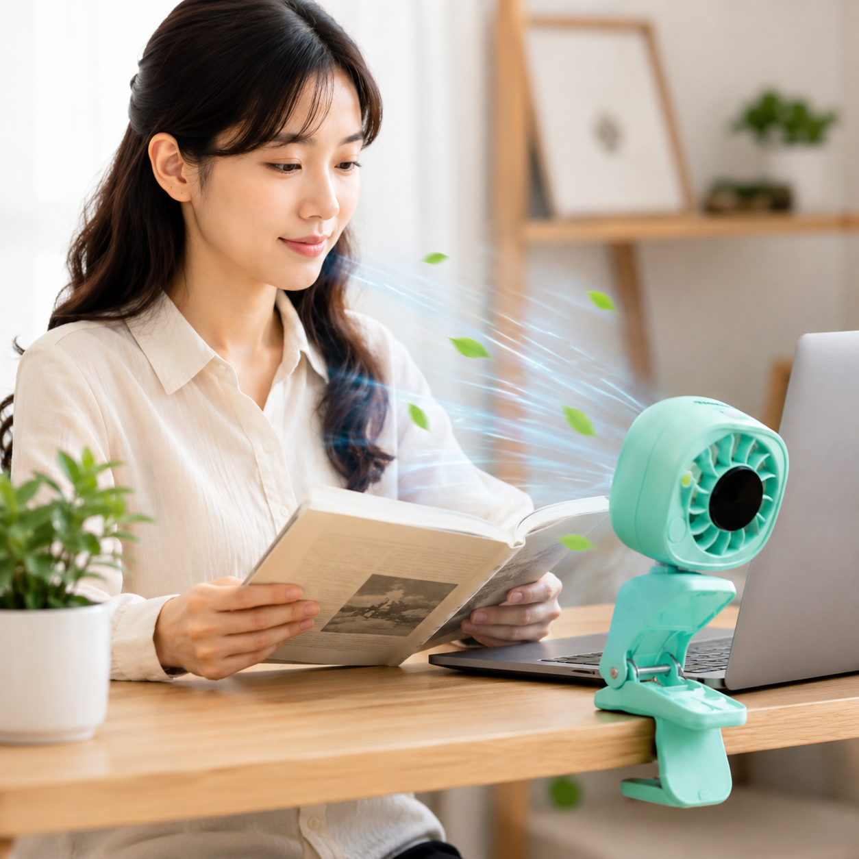 Portable USB Clip Mini Fan, Rechargeable Clip Desk Fan with Strong Grip, Adjustable Mini Cooling Clip Fan