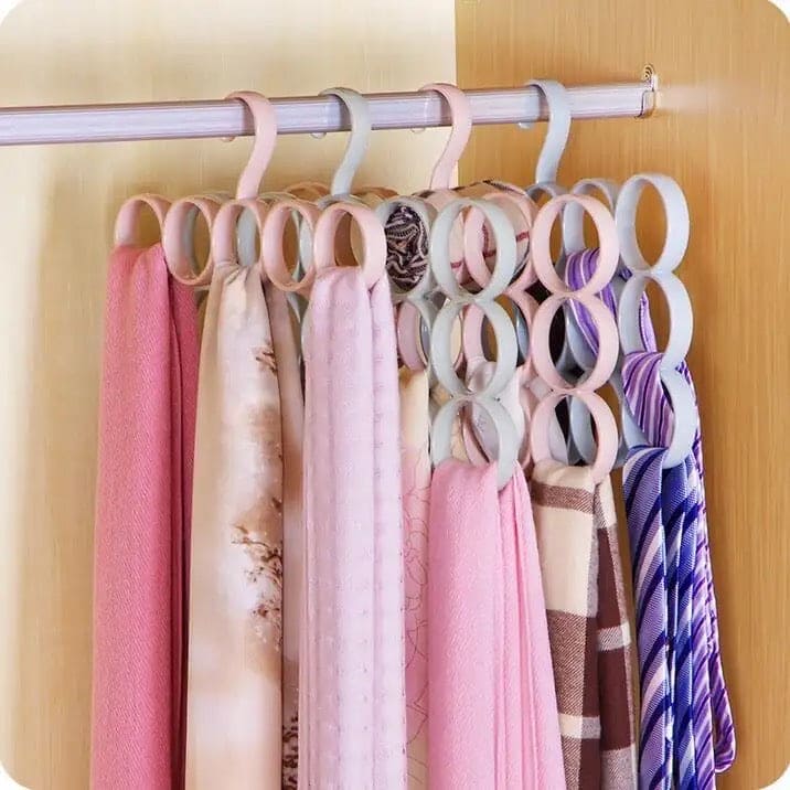 15 Ring Scarf Hanger, Circle Brief Scarf Organizer, Multifunctional Silk Scarf Strap, Wardrobe Scarf Hanger, Closet Organizers Hanger, Clothes Hanger With Holes