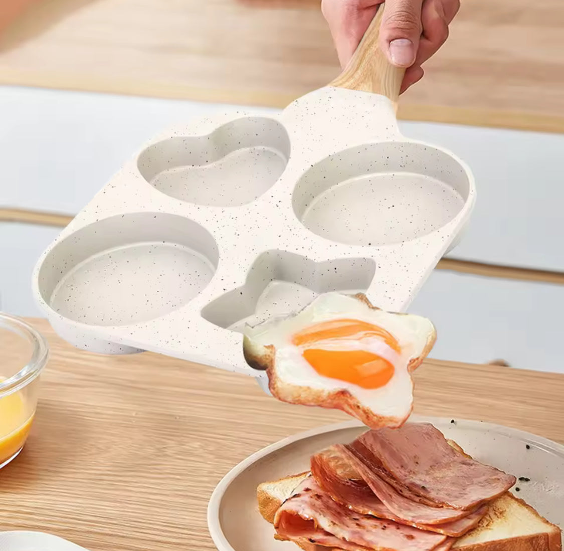 4 In 1 Heat Resistant Omelette Pan, Creative Heart Round Star Shape Frying Pan, Non Stick Frying Pan, Household Breakfast Maker Pan