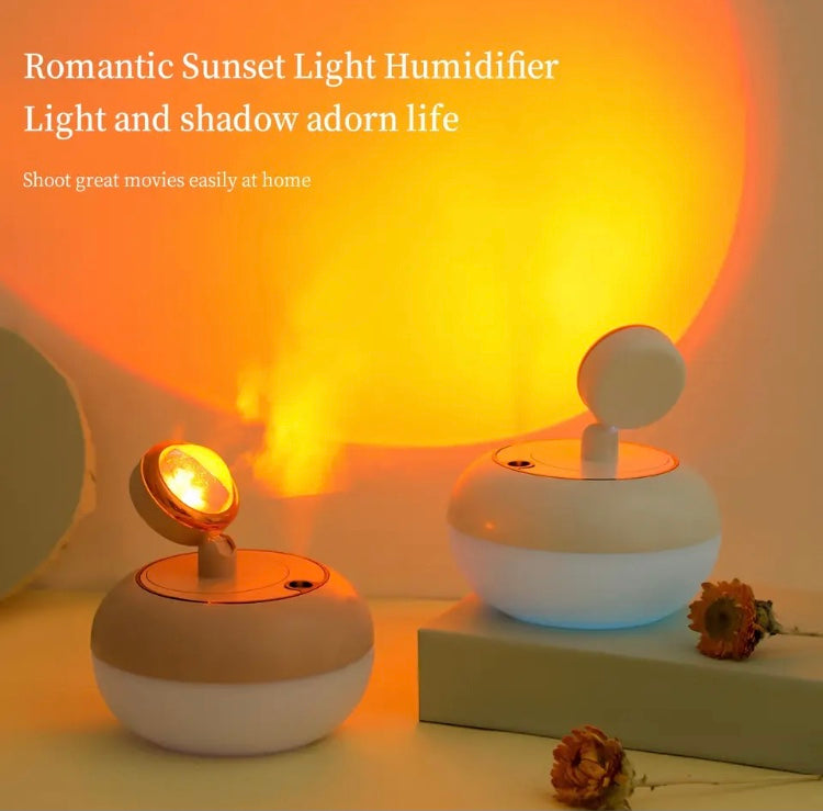 Sunset Night Light, 2 In 1 Mini Wireless Sunset Lamp, Air Humidifier Sunset Lamp