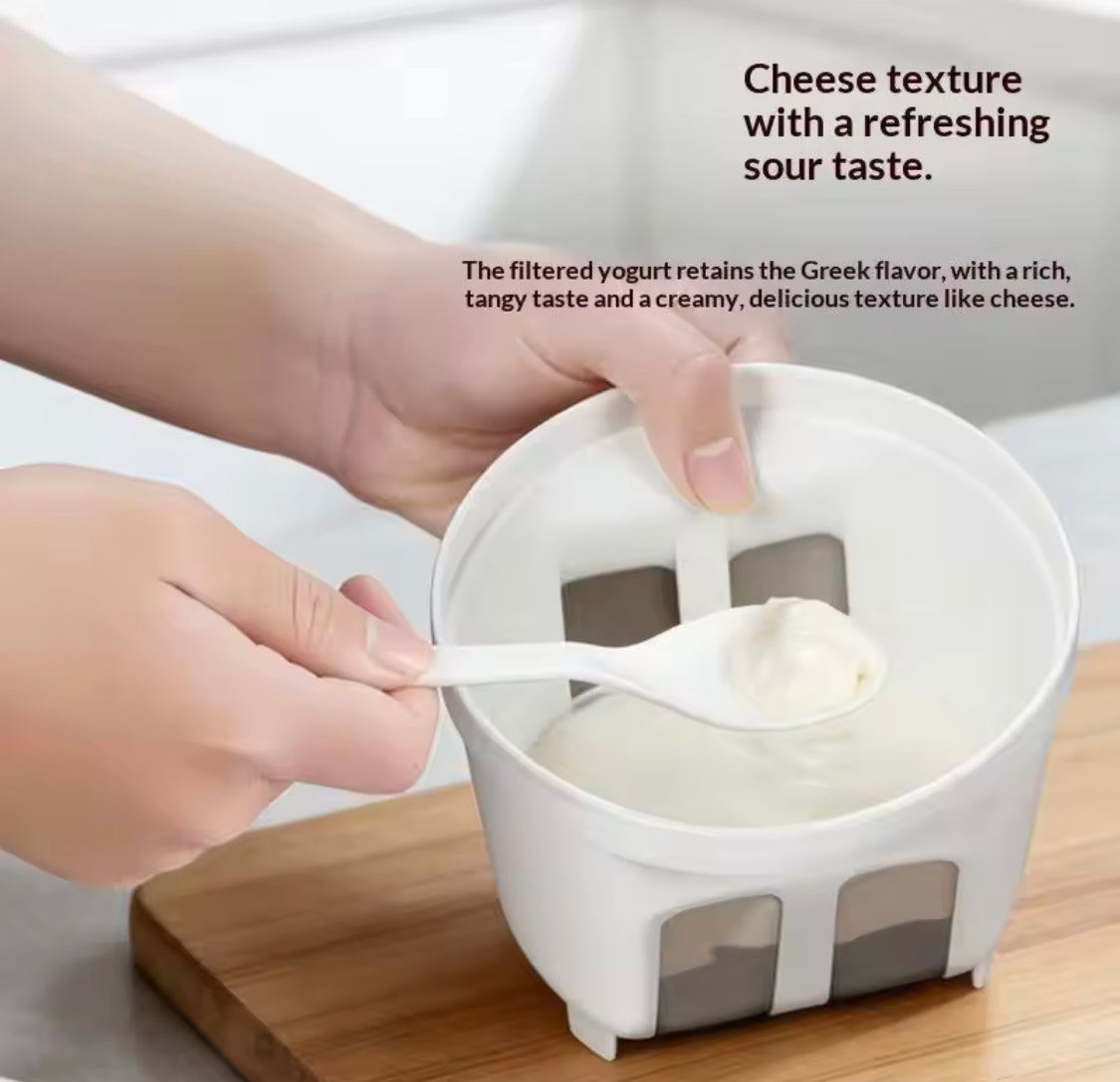 Round Shape Greek Yogurt Strainer Container, Reusable Greek Yogurt Maker, Fine Mesh Yogurt Draining Container with Storage Lid, Multi Purpose Yogurt Strainer Container
