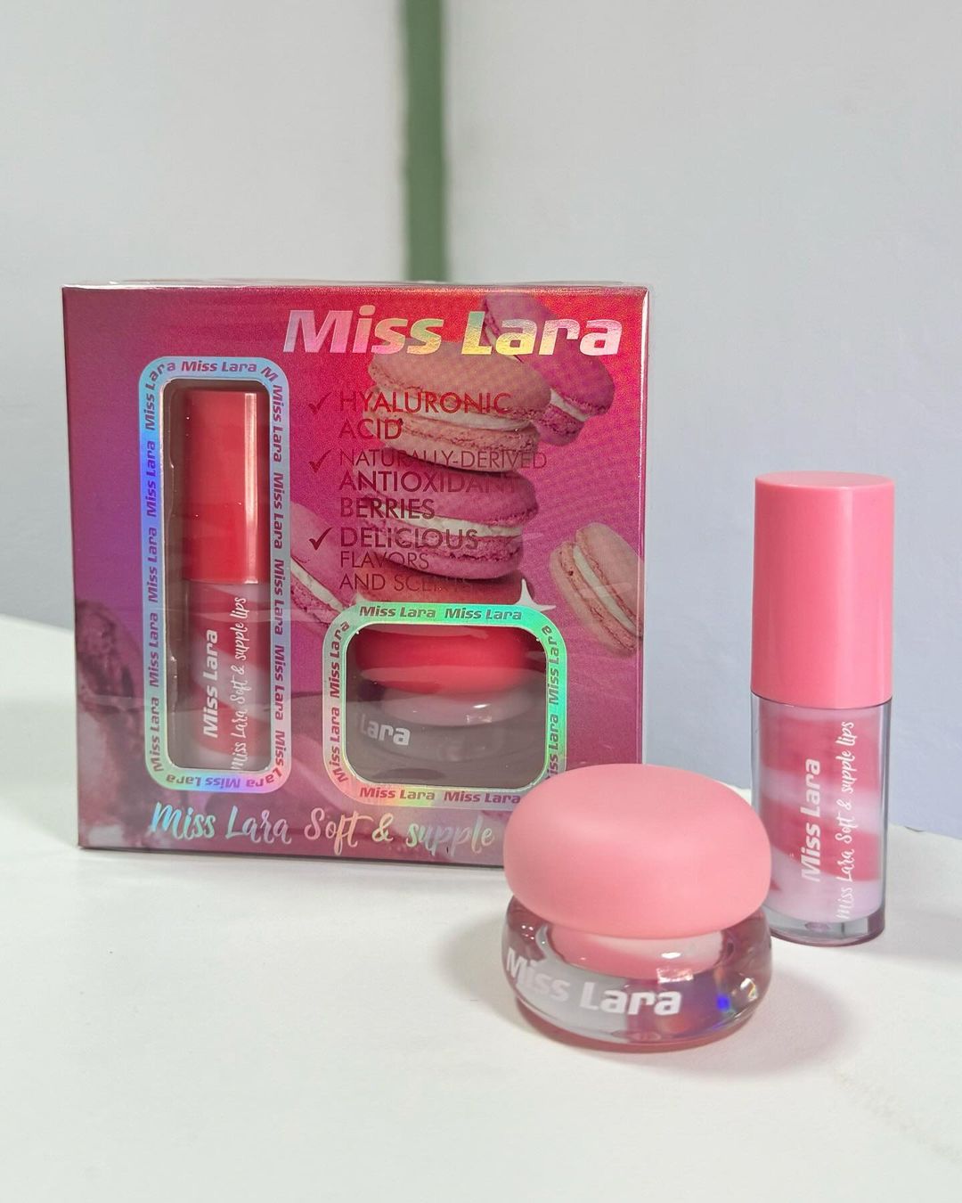 2Pcs Miss Lara Lip Gloss and Lip Balm Set, Mini Liquid Lipstick, Long-lasting Lipstick Set