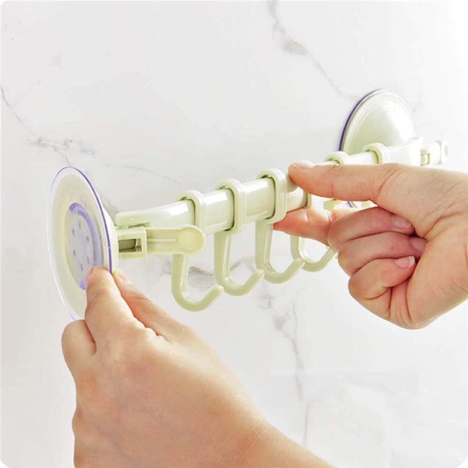 Adjustable Hanger Rack with Double Suction Cups, Kitchen Hanger Organizer With Suction Cup, Bathroom Corner Suspension Hanger Hook