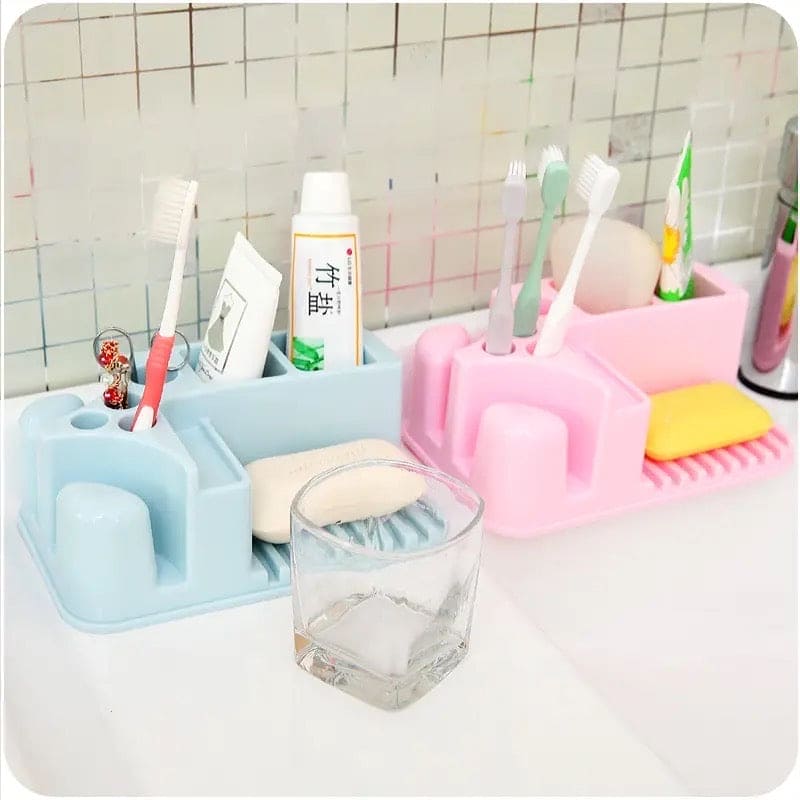 Rinsing Toothbrush Soap Holder, Bathroom Drain Holder Storage Box, Multifunctional Rectangular Toothpaste Holder Storage Rack, Toothpaste Toothbrush Soap Rinsing Mug Drainer