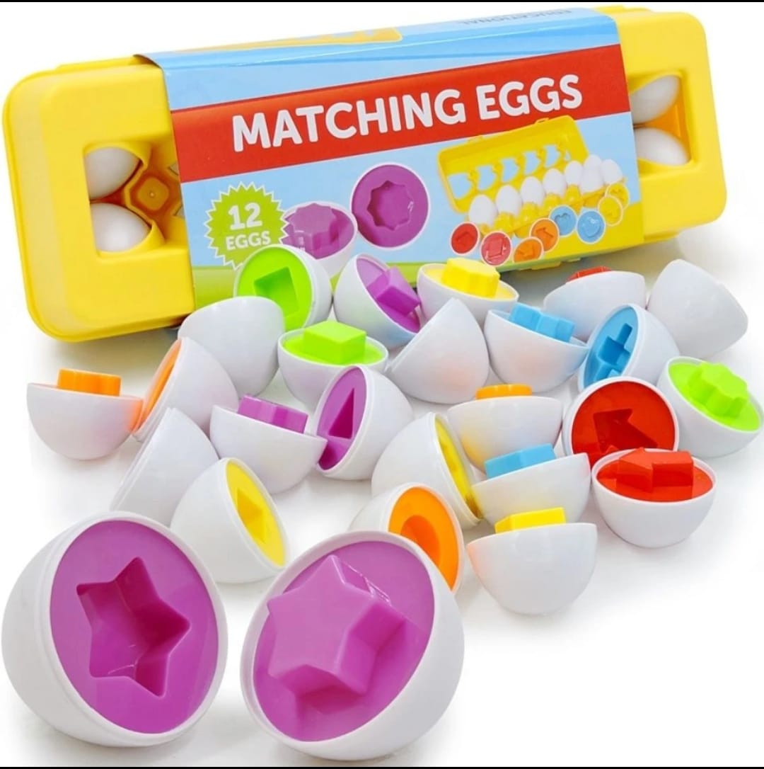 12PCS Baby’s Eggs Matching Game, Shape Matching Toys Egg For Kids, Mon