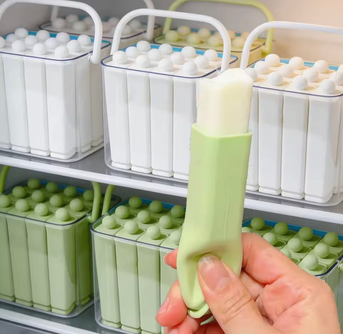 12 Grid Silicone Ice Popsicle Molds With Bucket, Durable Silicone Popsicle Mold with Lid, Portable Frozen Ice Cream Molds