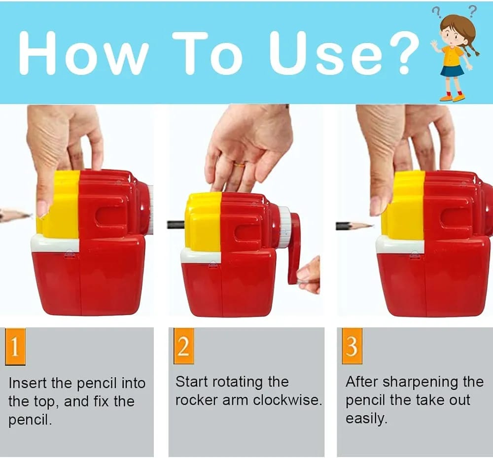 French Fries Pencil Sharpener, Crackles Manual Pencil Sharpener, Fast Food Sharpener Machine