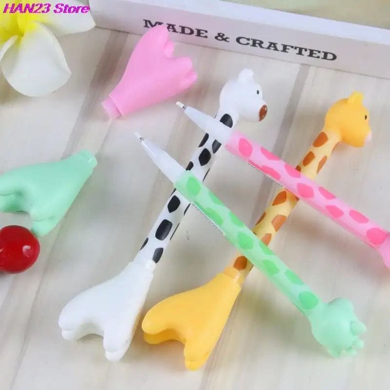 Creative Giraffe Gel Pen, Black Refill Signature Pen, Cute Giraffe Standable Gel Pen, Adorable Cartoon Student Signature Pen, School Office Stationery, Reusable 0.5mm Rollerball Gel Pen