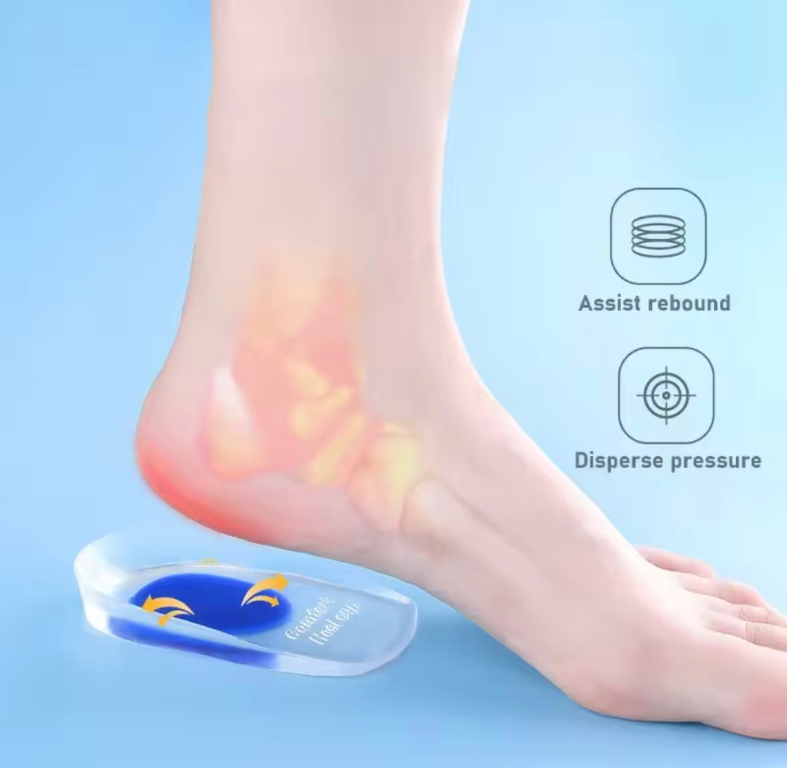 Silicone Gel Soft Insole Cushion,  Shoe Insole Heel Pad, Foot Massage Care Pad