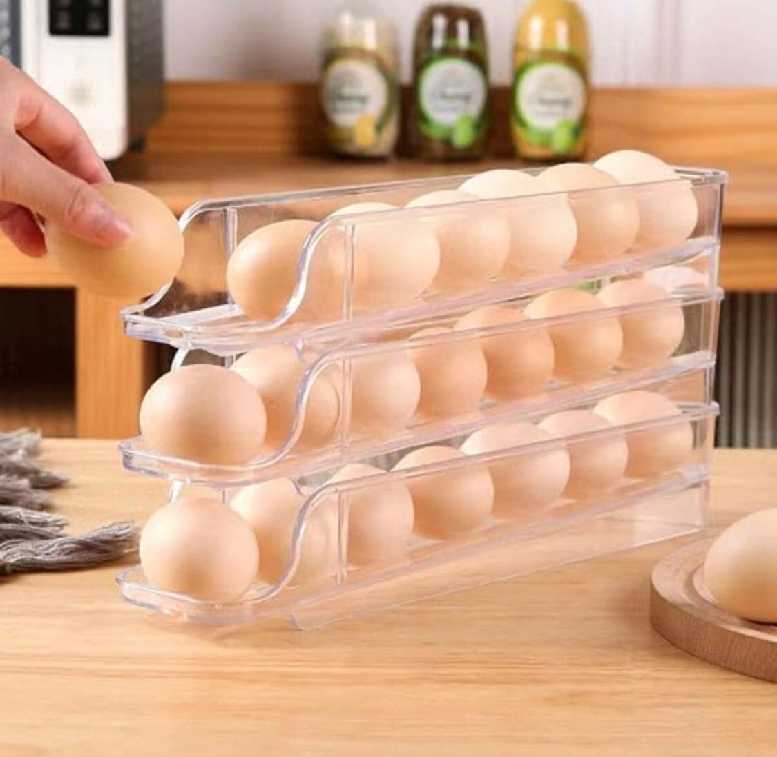 Telescopic Egg Slide Tray, Egg storage Container, Stackable Egg Tray, Safe Sliding Egg Box, Durable Egg Storage Box, Anti Slip Large Capacity Egg Holder, Kitchen Countertop Fresh Egg Storage Container