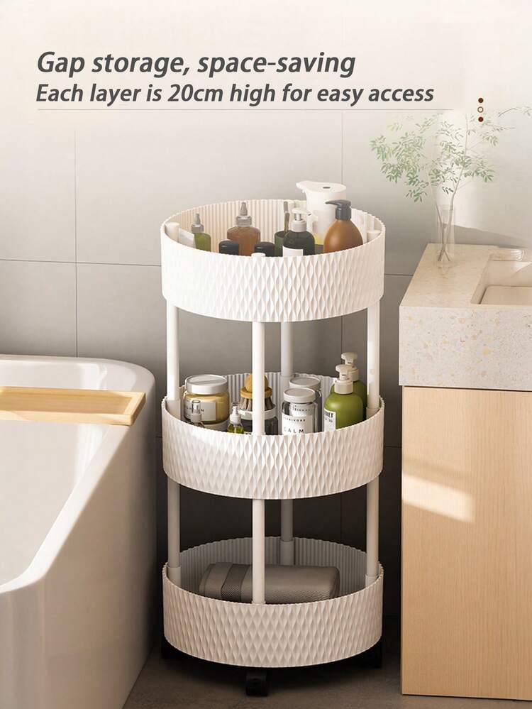 3 Tier Rolling Storage Cart With Wheels, Home Snack Vegetables Storage Rack with Wheels, Multi Tier Floor Rack Organizer, Movable Sundries Storage Organizer