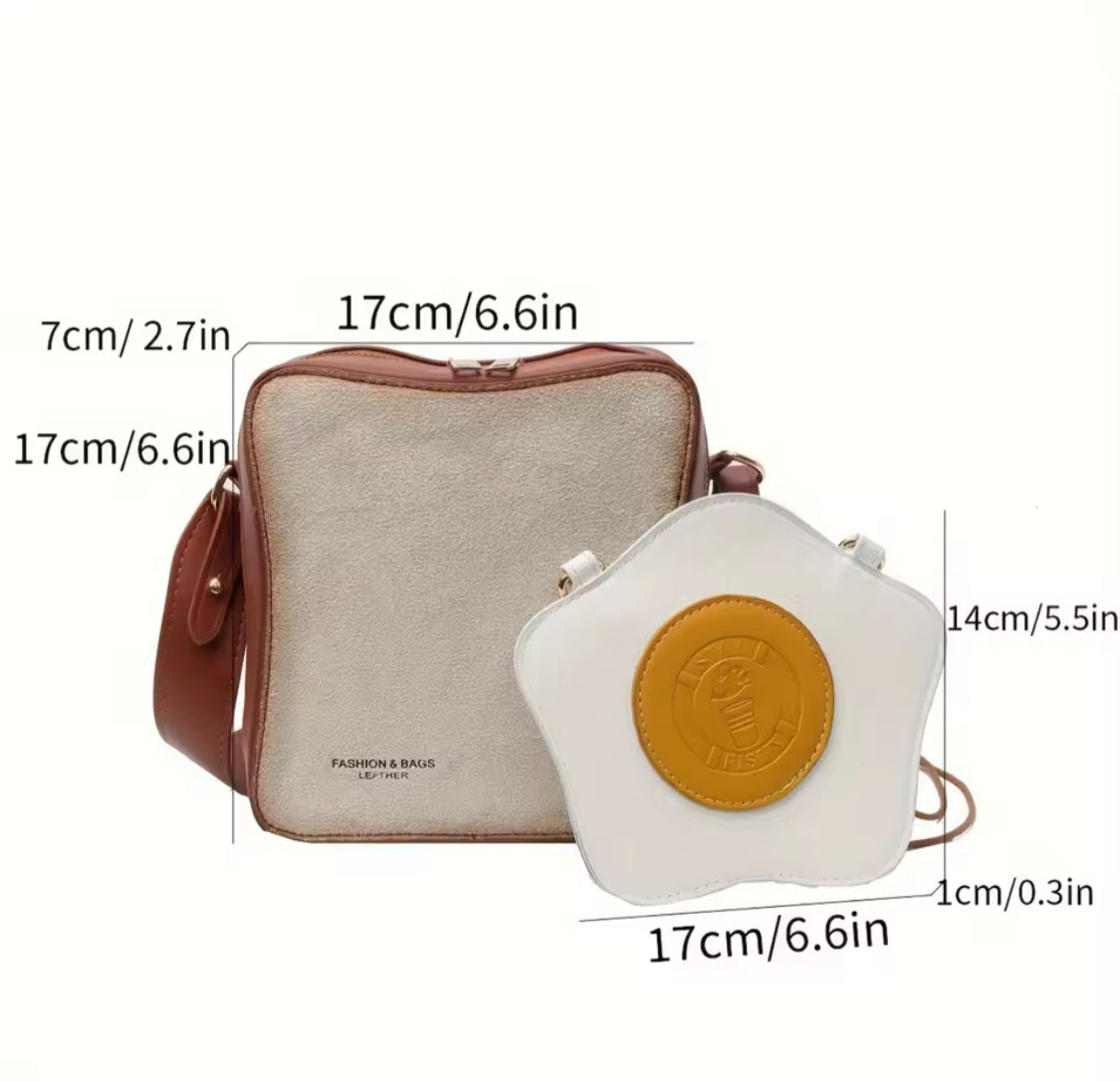 Crossbody Fried Toast Bread Bag, Bread Shape Women Shoulder Bag, Fashionable Egg Bread Shoulder Bag