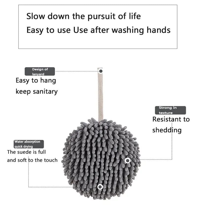 Microfiber Hand Ball Towel, Pompom Hand Towel, Hanging Hand Wipes, Kitchen Bathroom Hand Towel Ball with Hanging Loops, Quick Dry Soft Absorbent Fluffy Towel, Soft Absorbent Hand Drying Towel, Creative Hand Wipe Ball