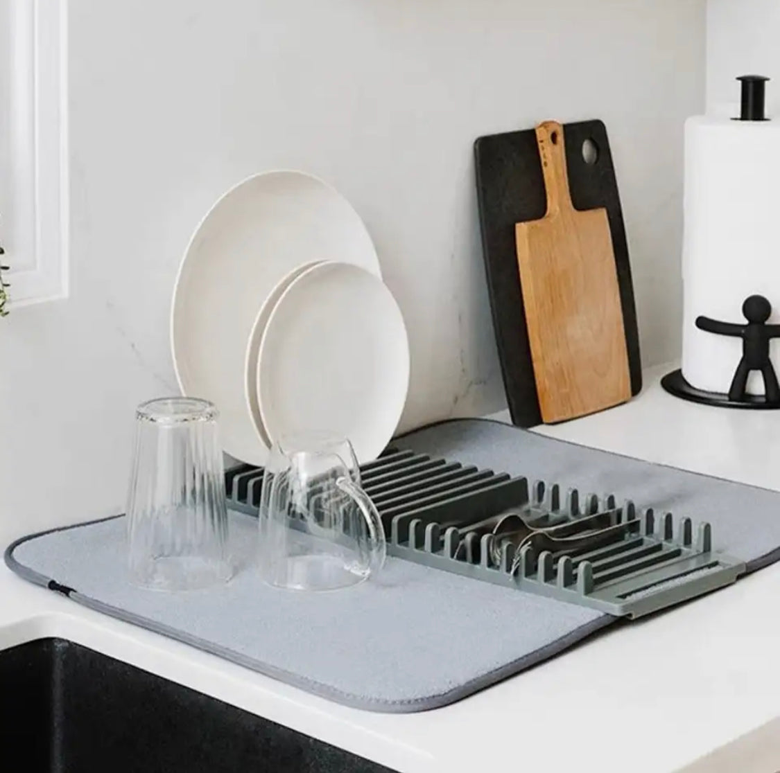 Drying Plate Rag Dish Drying Mat, Multipurpose Plates Rack, Microfibre Absorbent Mat Po ...