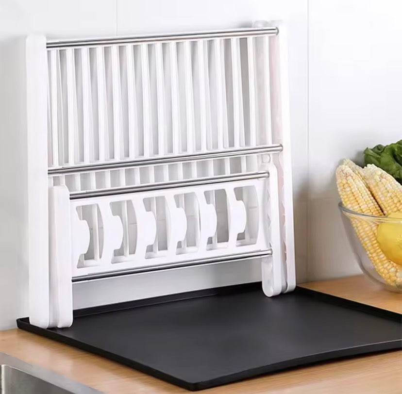 Foldable Dish Drying Rack, Heavy Duty Countertop Dish Drainer, Large Capacity Kitchen Dish Drying Rack, Space Saving Storage Rack Organizer