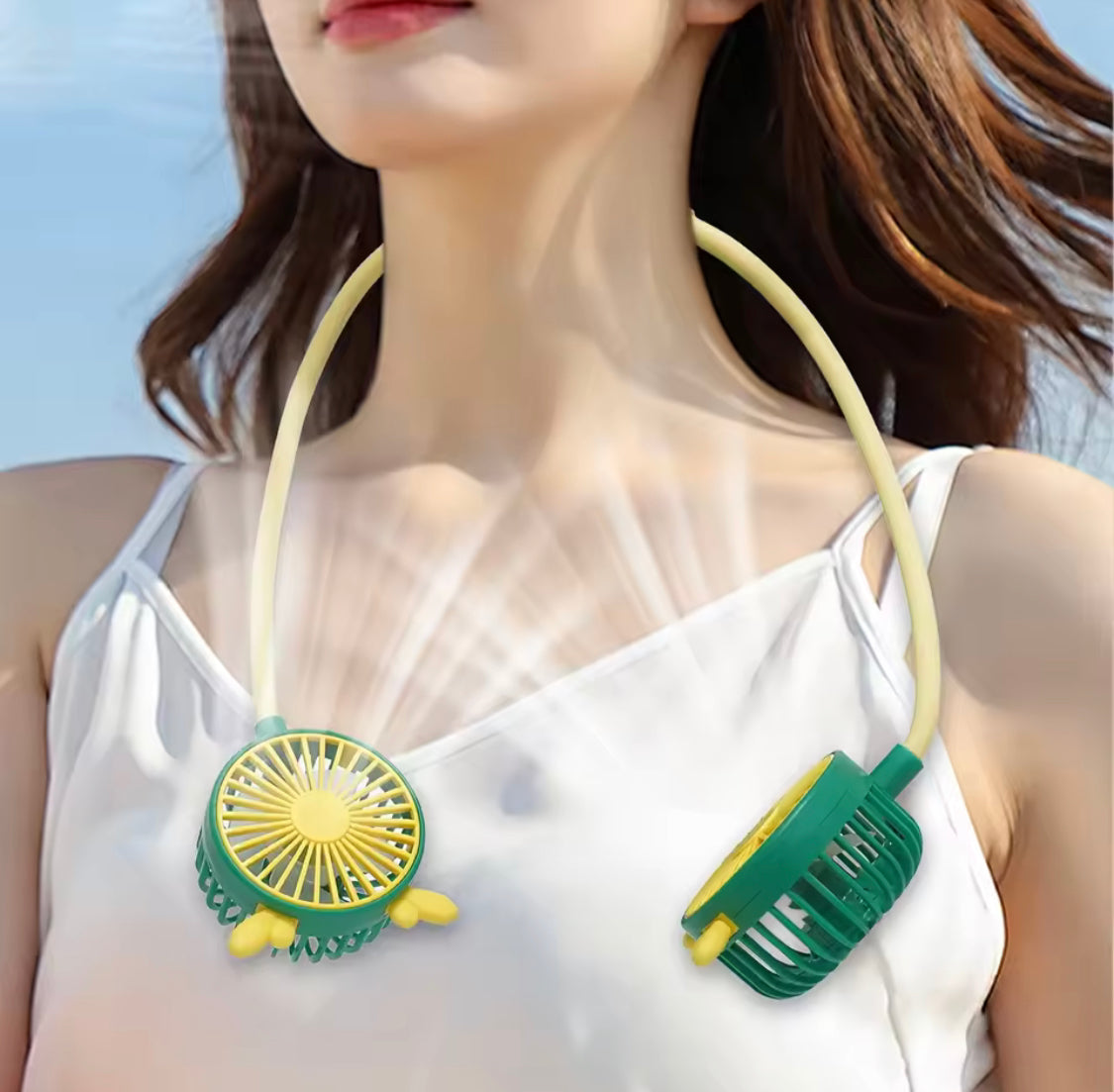 360° Rotating USB Neck Fan, USB Rechargeable Travel Neck Fan, Air Cooler Cooling Neckband Fan, Bladeless Hanging Neck Fan