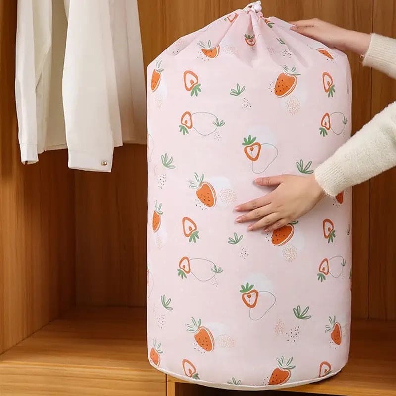 Drawstring Buggy Bag, Large Capacity Quilt Sorting Bag, Clothes Luggage Moving Cylinder Bag, Closet Closing Organizer Bag, Foldable Wardrobe Organizer, Dustproof Thickened Clothing Storage Bag, Vertical Blanket Storage Bag, Bedding Storage Pouches