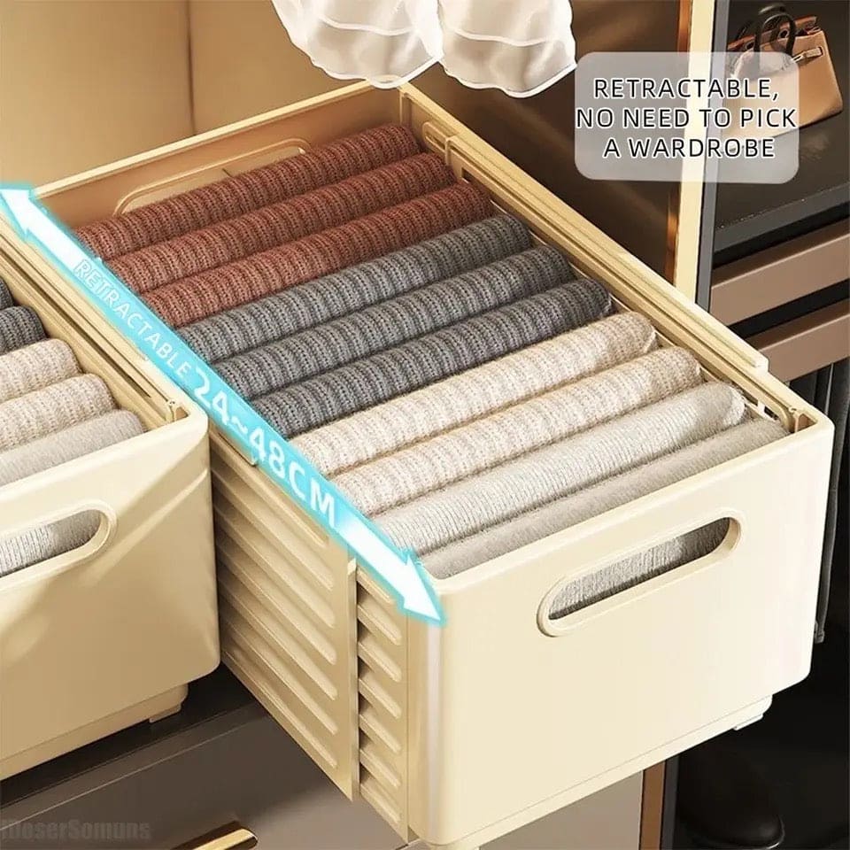 Telescopic organizer Basket, Scalable Storage Box, Retractable Drawer Organizer, Cabinet Organizer Pull out Drawer for Home Kitchen Bathroom, Multifunctional Flexible Clothes Storage, Open Top Clothes Storage Organizer, Sinknap Expandable Storage Bins
