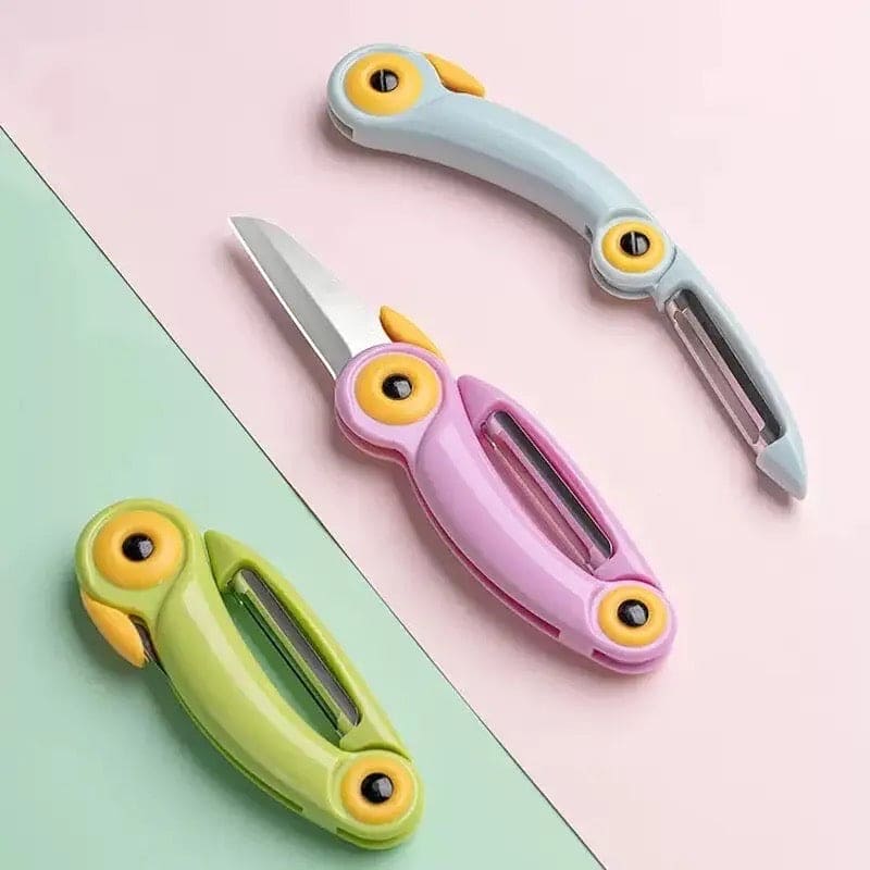 Cartoon Fruit Peeling Knife, Folding Bird Knife With Peelar, Stainless Steel Peeler, Kitchen Vegetable Fruit Cutting Peeling Knife, Multifunctional 2 In 1 Knife