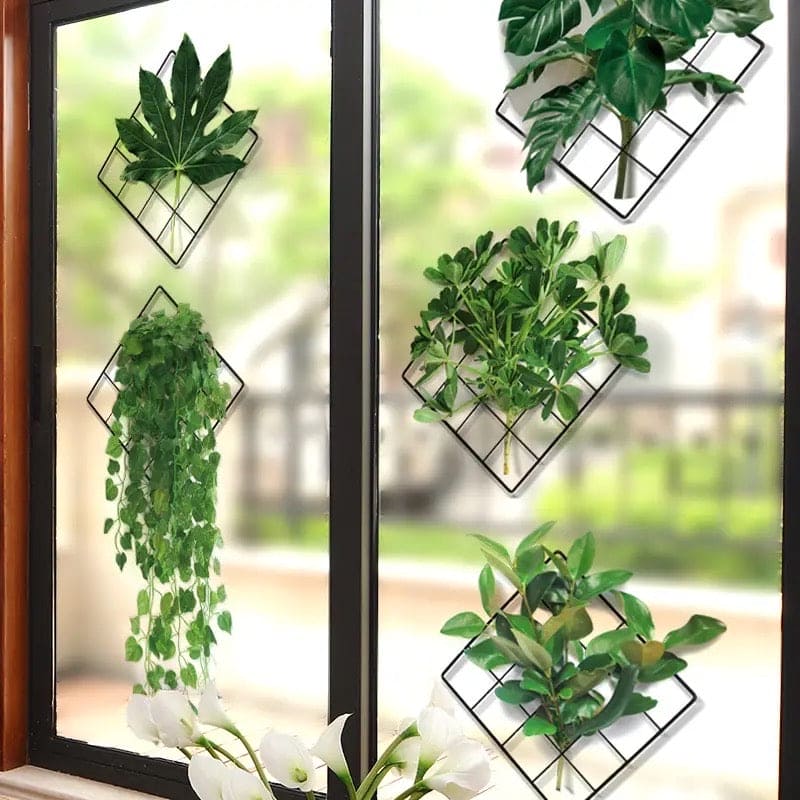 Green Plant Wall Sticker, 3D Artificial Plant Framed Wall Art, Indoor Leaves Wall Frame, Water Proof Affirmation Stickers, Removable DIY Green Leaf Flower Bonsai Wall Sticker, Self-Adhesive Home Decor Art Mural for Bedroom, Living Room, Kitchen, Office