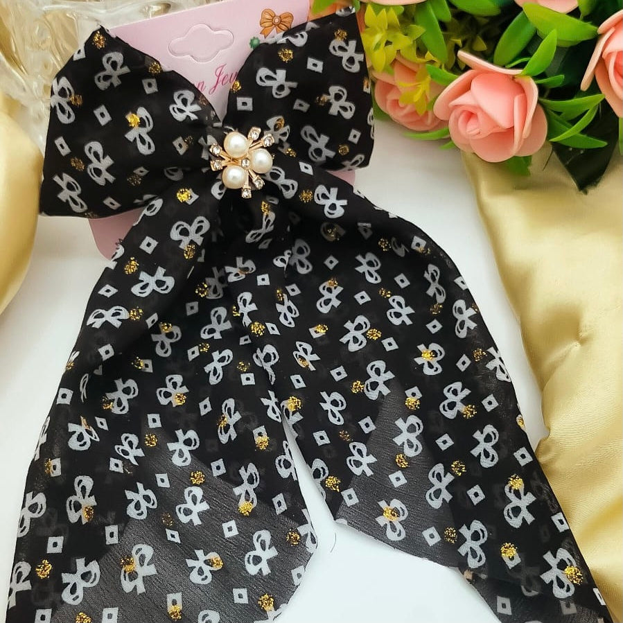 Bow Hair Clip, Scarf Bow Hair French, Elegant Long Tail Hair Barrettes, Non Slip Hair Decorations For Women Girls, Fresh Floral Hairpin, Bowknot Hair Duckbill Clip Accessories