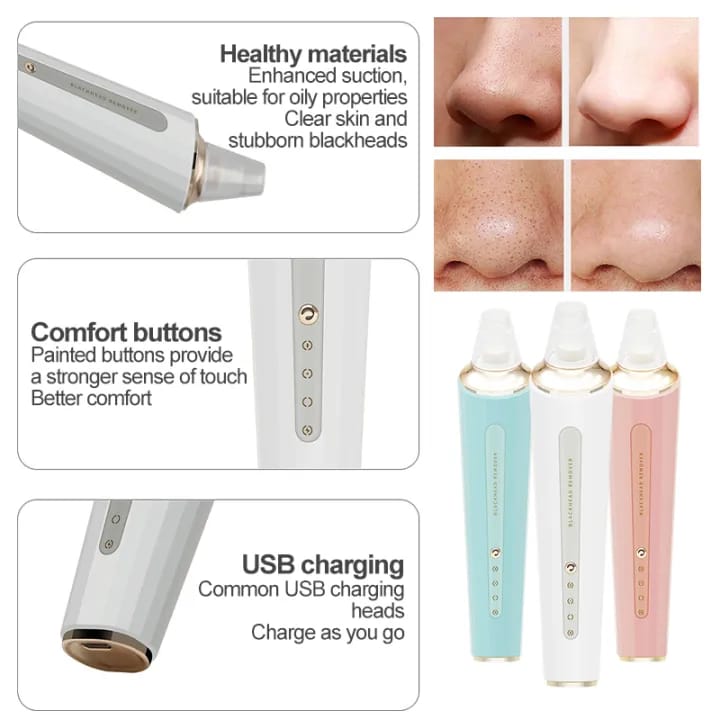 Rechargeable Facial Pore Cleaner, Blackhead Remover Pore Vacuum, Blackhead Suction Device Kit