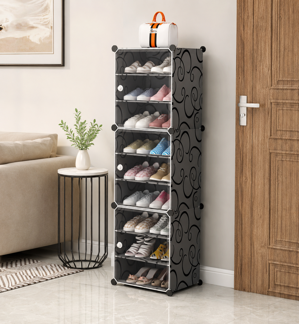 Attachable Cabinet Shoe Rack, Household Entrance Foyer Cabinet, Large Capacity Shoe Storage Cabinet