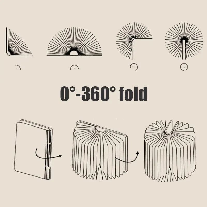 LED Wooden Book Lamp, 3D Folding Wooden Book Lamp, Multicolor Colors Folding Night Light, USB Recharge Wooden Book Light Decor, Book Light for Bedroom