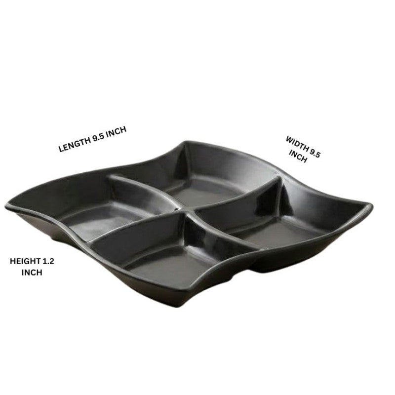 4 Partition Snack Plate, Party Snack Tray, Smart Serving Plate, Kitchen Serving Tray