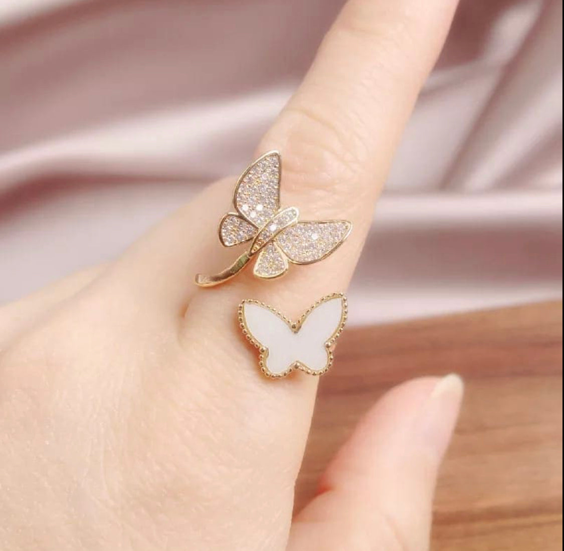 Cute Butterfly Zircon Finger Ring, Eternity Wedding Jewellery, Fashion Simple Zircon Ring, Butterfly Design Finger Ring