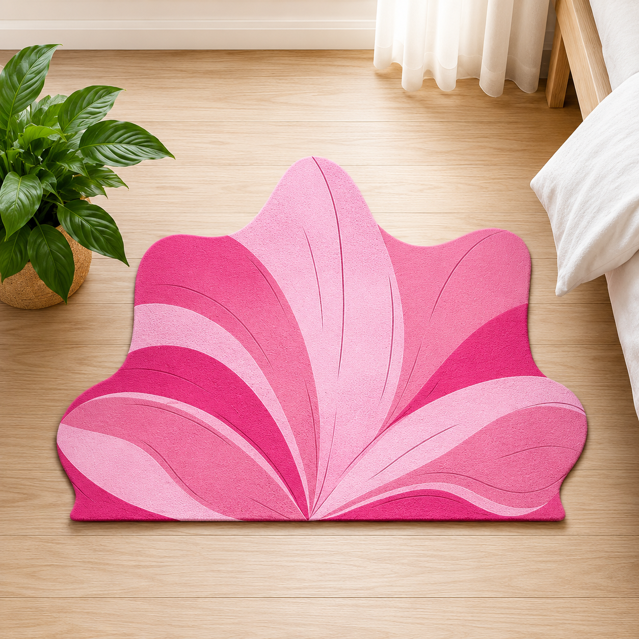 Pink Blossom Absorbent Floor Rug, Lotus Bloom Bath Mat, Pink Petal Comfort Rug, Elegant Lotus Door Mat