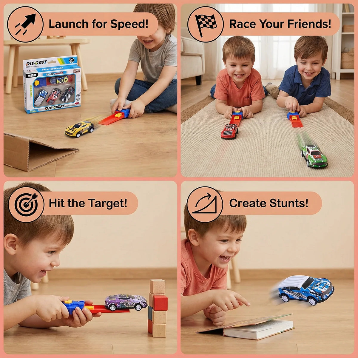 Kids Catapult Launcher Toy, One Click Car Launching Toy, Super Speed Car Launch Game