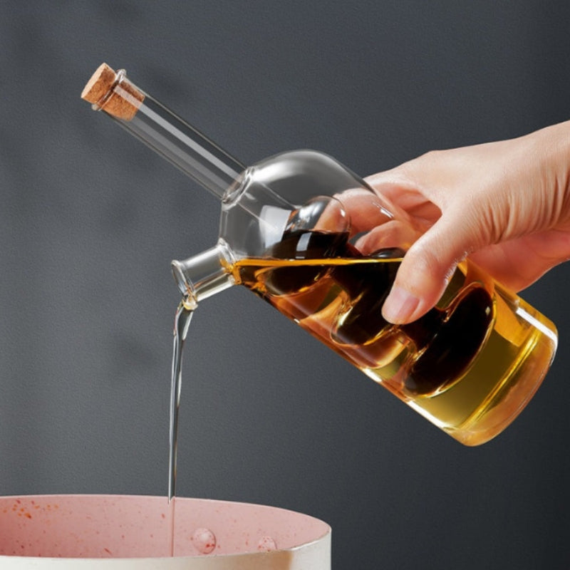 Dual Chamber Kitchen Oil Bottle, Elegant Glass Oil Dispenser Bottle, 2 In 1 Glass Oil & Vinegar Bottle