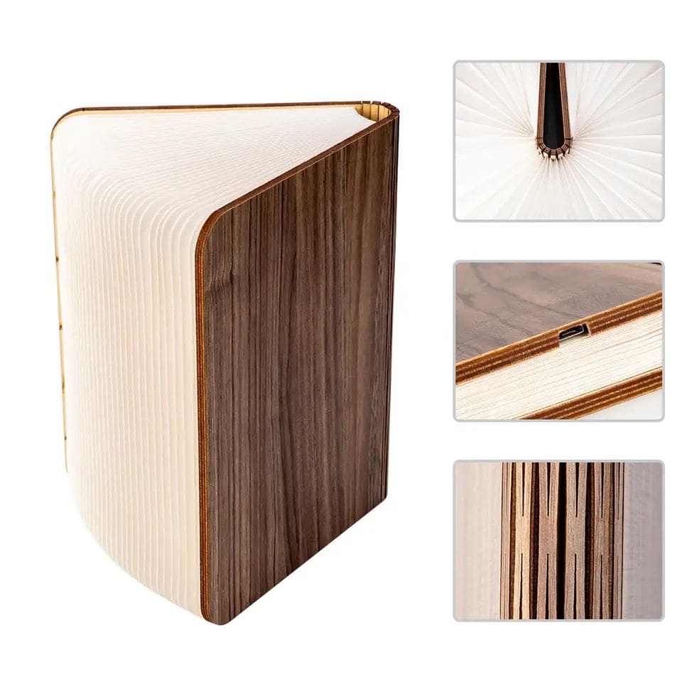 LED Wooden Book Lamp, 3D Folding Wooden Book Lamp, Multicolor Colors Folding Night Light, USB Recharge Wooden Book Light Decor, Book Light for Bedroom
