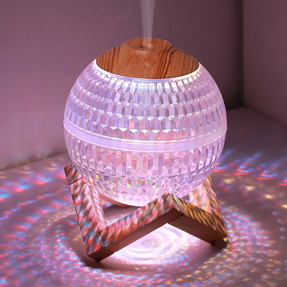 Crystal Ball Air Humidifier, USB Portable Fragrance Diffuser with Colorful LED Light, Mini Planet Ultrasonic Air Humidifier