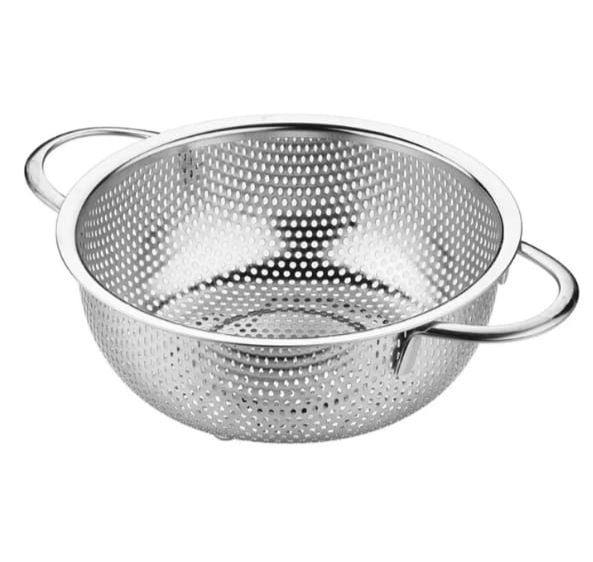 Stainless Steel Colander With Double Handle, Vegetable Strainer Bowl, Kitchen Steel Mesh Strainer Colander