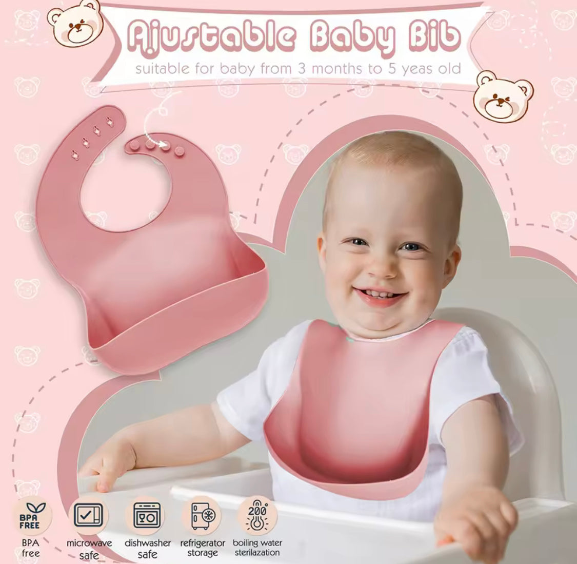 8pcs Silicone Baby Feeding Set, Portable Baby Feeding Set, Newborn Essentials Feeding Set, Adjustable Girl Boy Children Bibs, Newborn Feeding Accessories