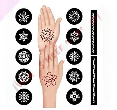 Reusable Mehndi Stencil, Henna Tattoo Stencil For Women, Body Art Sticker, Wedding Tool Flower Tattoo Stencil