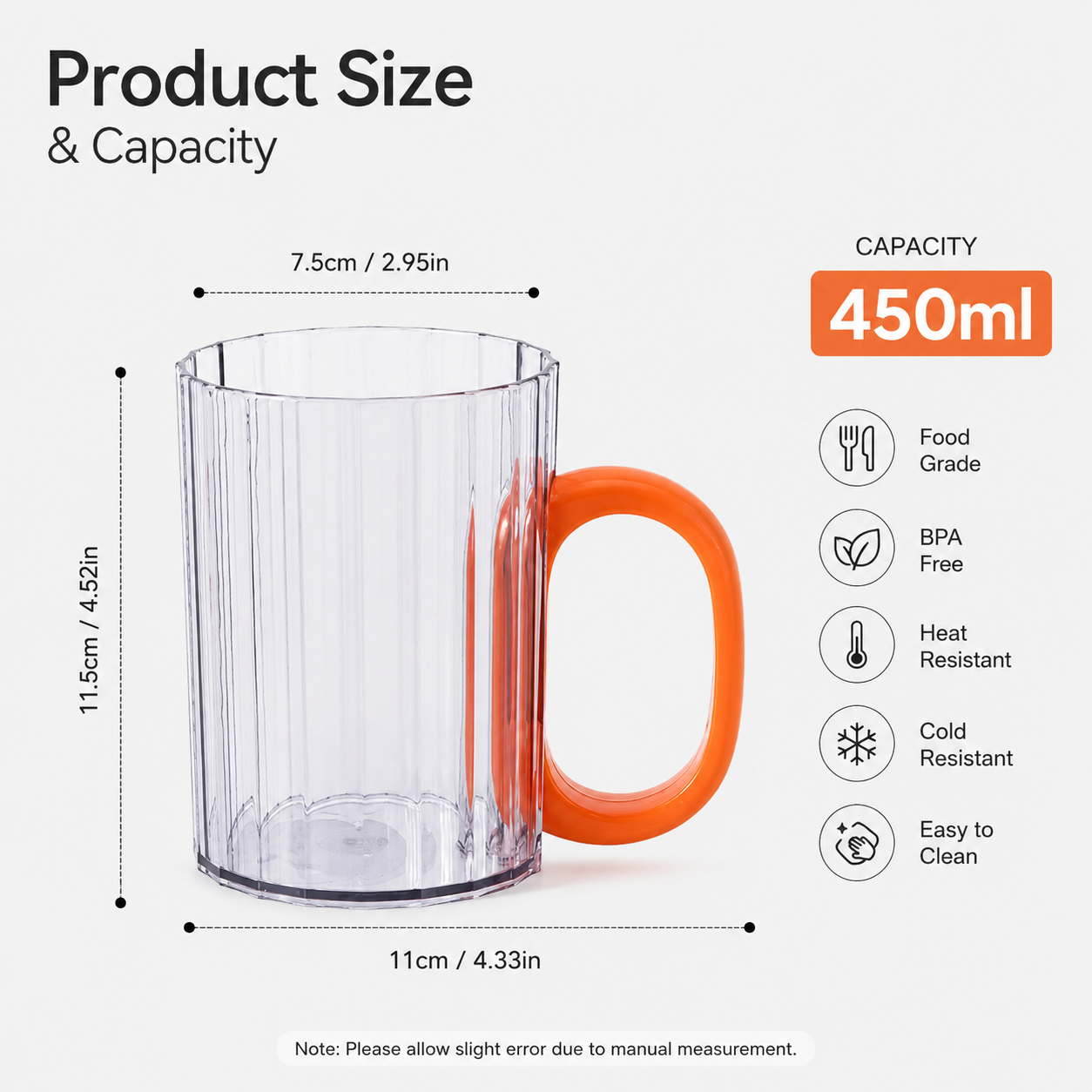Transparent Toothbrush Holder Cup with Handle, Multipurpose Vanity Organizer Cup, Nordic Transparent Bathroom Mug