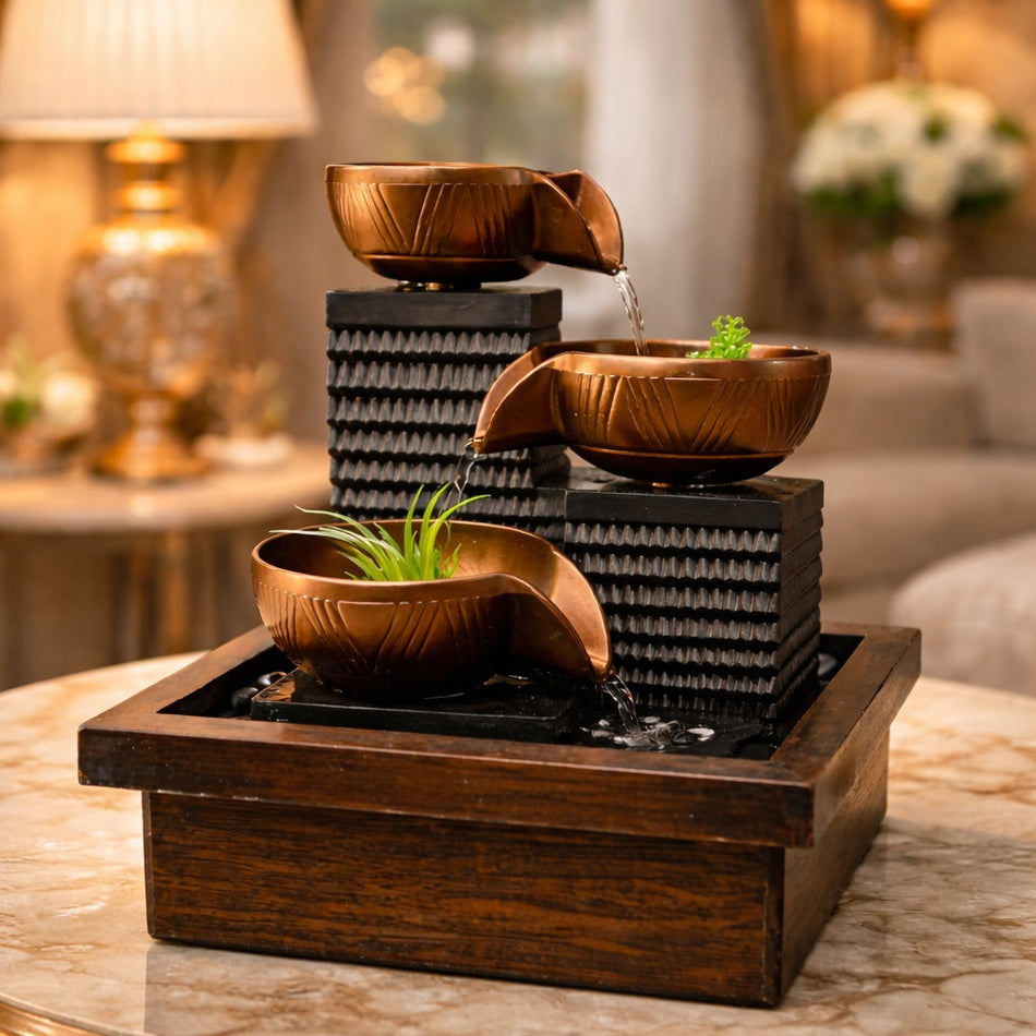 Desktop Water Flowing Ornament Fountain, 3 Tier Water Fountain, Desktop Decor Fountain