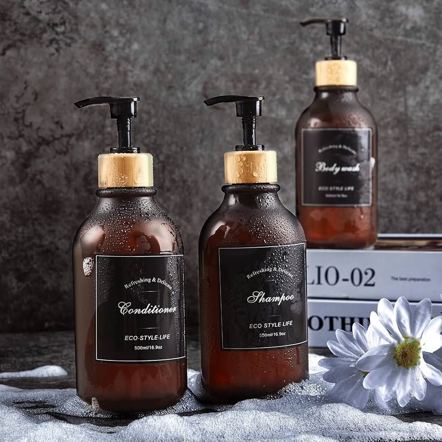 Bathroom Hand Soap Dispenser With Bamboo Tray, Kitchen Dish Soap Dispenser, Empty Facial Cleanser Refillable Bottle, Hand Sanitizer Press Subpack Bottle