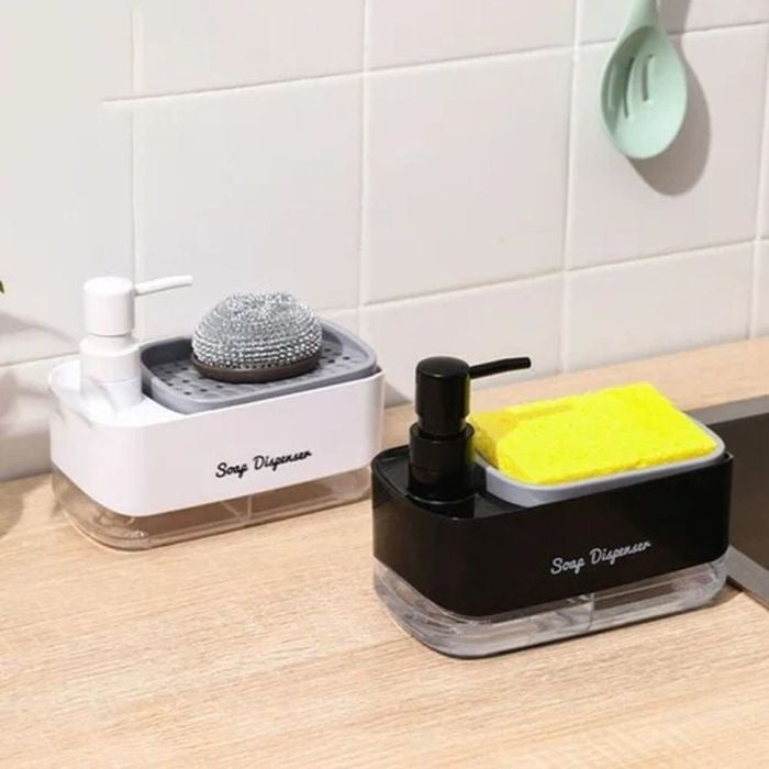 Multifunctional Soap Dispenser, Kitchen Countertop Dishwashing Soap Dispenser, Soap Dispenser With Sponge Holder