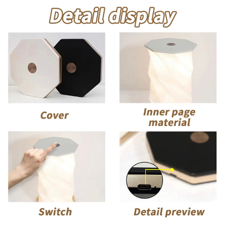 Folding Bedroom Lamp, Portable USB Charging LED Folding Table Lamp, Rotating Night Light LED Lamp