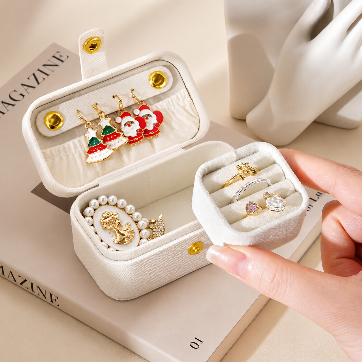 Travel Jewelry Case, Mini Jewelry Organizer, Mini Ring And Earring Box, Mini Storage Jewelry Box, Everyday Jewelry Case