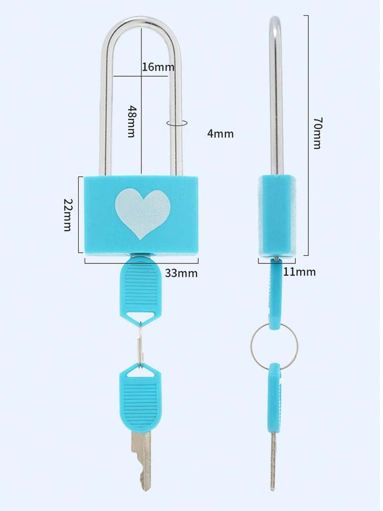 Heart Design Safety Padlock With Keys, Premium Heart Padlock Set, Decorative Mini Security Lock, Colorful Heart Lock And Key Setn