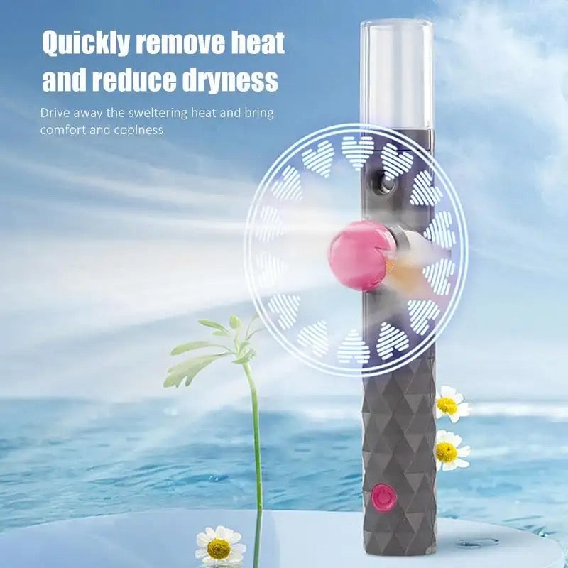 Led Portable Humidifier Spray Fan, Battery Rechargeable Portable Fan, Mini Fan