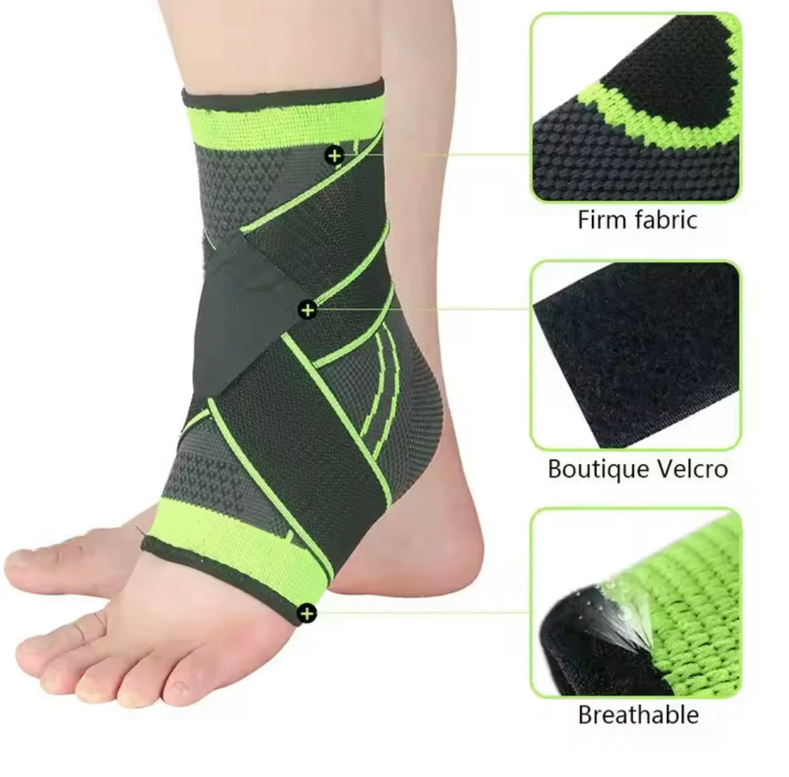 Adjustable Sport Ankle Wrap, Compression Ankle Support, Breathable Elastic Ankle Protector
