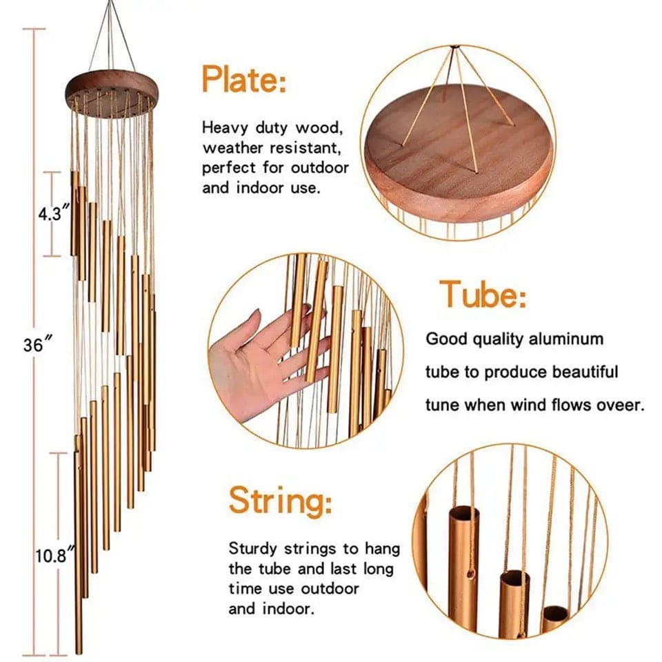 S Shape Musical Wind Chime, 12 Tubes Metal Musical Wind Chimes, Aluminum Soothing Musical Bell, Outdoor Yard Decoration Large Wind Chimes Bells, Musical Wind Pendant Bells Decor for Home Office, Nordic Classic Handmade Ornament Garden Patio